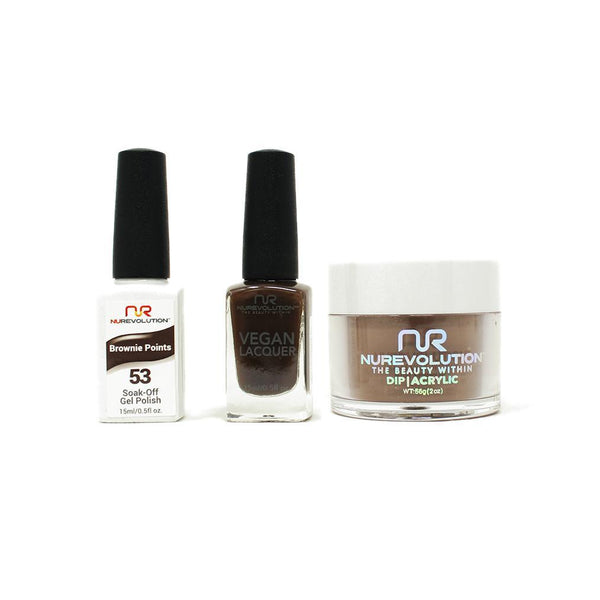 NuRevolution - Gel, Lacquer & Dip Combo - Brownie Points - #53
