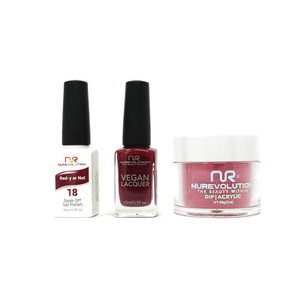 NuRevolution - Gel, Lacquer & Dip Combo - Red-y or Not - #18