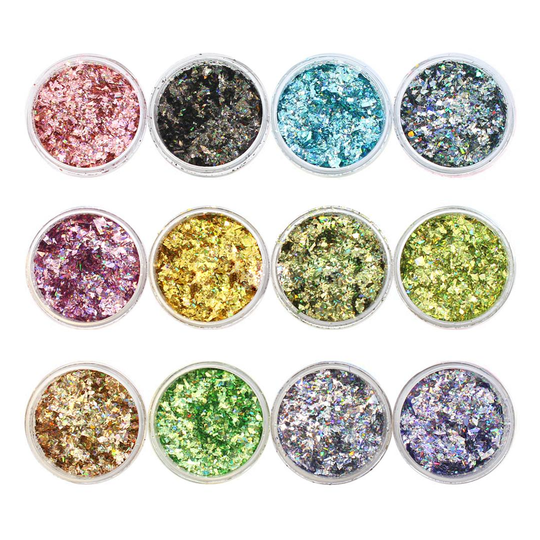 Daily Charme - Colorful Holographic Glitter Flakes Set - 12 Jars