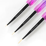 Maniology - Nail Tool - 3pc Detailing Brush Set w/ Rainbow Gradient Acrylic Handles