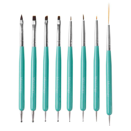 Maniology - Nail Tool - 8pc Dual Sided Nail Art Brush & Dotting Tool Set