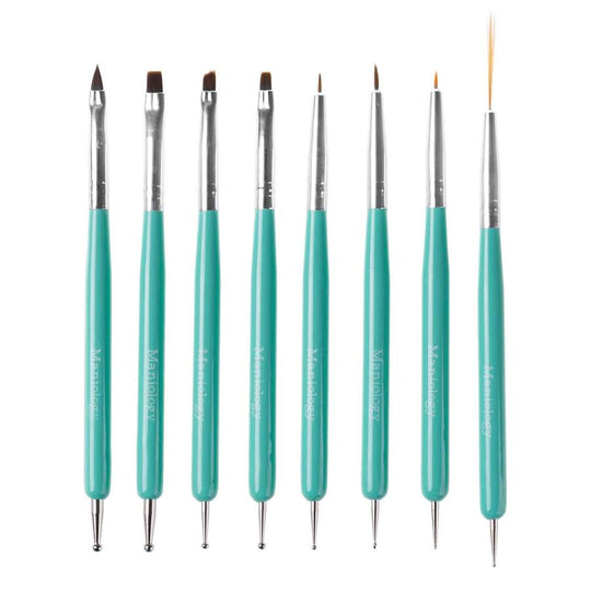 Maniology - Nail Tool - 8pc Dual Sided Nail Art Brush & Dotting Tool Set