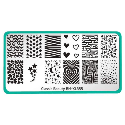 Maniology - Stamping Plate - Classic Beauty: Hearts + Stars #XL355