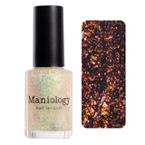 Maniology - Stamping Nail Polish - Ocean Crush: Ripple (P148) - Iridescent Orange/Gold Jelly Flakies