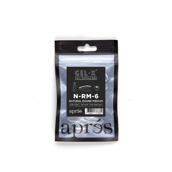 apres - Gel-X Refill Bags - Natural Round Medium Size 6 (50 pcs)
